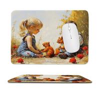 Alfombrilla Ratón Niño ardilla Alfombrilla Escritorio 300 x 250 mm Mejora la Precisión y la Velocidad con Base de Goma Antideslizante y Bordes Cosidos Duradera y Cómoda para Oficina, Estudio j-796