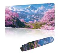 Alfombrilla Raton Ordenador Grande Gaming 600 x 300 mm, Alfombrilla Ratón con Estampado Flores de Cerezo, Base Antideslizante, Duradera y Lavable, para Ordenador, Portátil, Oficina, Rosa U-u144