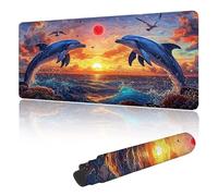 Alfombrilla Raton Ordenador Grande Gaming 700 x 400 mm, Alfombrilla Ratón con Estampado Delfín, Base Antideslizante, Duradera y Lavable, para Ordenador, Portátil, Oficina, Gaming - Amarillo U-u28