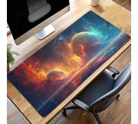 Alfombrilla Raton Ordenador Grande Gaming Mouse Pad XXL 100 x 50 cm, Impermeable Antideslizante, Lavable, alfombrilla escritorio con Base de Caucho para Gamers, PC - Planeta Amarillo PjY10522 Q-2