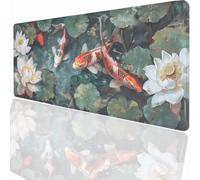 Alfombrilla Raton Ordenador Grande Gaming Mouse Pad XXL 1000x500x3mm, Impermeable Antideslizante, Lavable, Alfombrilla Escritorio con Base de Caucho para Gamers PC y Portátil - Flor Pez LMDT2887