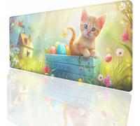 Alfombrilla Raton Ordenador Grande Gaming Mouse Pad XXL 800x400x3mm, Impermeable Antideslizante, Lavable, Alfombrilla Escritorio con Base de Caucho para Gamers PC y Portátil - Huevo Gato LMDT2319