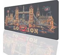 Alfombrilla Raton Ordenador Grande Gaming Mouse Pad XXL 900x400x3 mm, Impermeable Antideslizante, Lavable, alfombrilla escritorio con Base de Caucho para Gamers PC y Portátil - Londres Ciudad LMDT1714