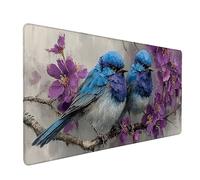 Alfombrilla Ratón PáJaro, Flor Alfombrilla Escritorio 700x400x3mm, Mouse Pad con Bordes Cosidos, Protector Escritorio XXL Antideslizante, Accesorios Gaming, Desk Mat, para PC, Oficina, Gaming 6-3306