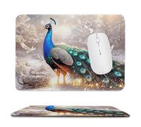 Alfombrilla Ratón Pavo real de invierno Alfombrilla Escritorio 340 x 280 mm Mejora la Precisión y la Velocidad con Base de Goma Antideslizante y Bordes Cosidos Duradera y Cómoda, para Oficina j-144