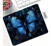 Alfombrilla Ratón Pequeña 22 x 18 cm, Azul Mariposa(2) Mouse pad, Alfombrilla Ratón Impermeable, con Bordes Cosidos, Base de Goma Antideslizante, Duradera y Cómoda para, Oficina, Hogar, Juegos d0d-333