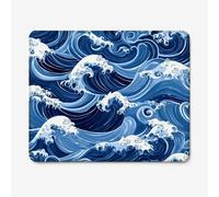 Alfombrilla Ratón Pequeña 260x210mm, Alfombrilla de Ratón Original con Diseño Océano y Ondas, Base de Goma Antideslizante, Materiales Duraderos, Bordes Cosidos para PC, Ordenador Portátil W-O3842