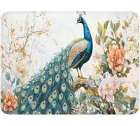 Alfombrilla Ratón Pequeña, Alfombrilla Escritorio Mouse Pad, Tapete Escritorio Gaming con Base Caucho Antideslizante, Óptima Rapidez, Accesorios Gaming para Oficina 18x30x0.3cm flores pavo real qw-193