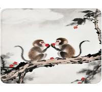 Alfombrilla Ratón Pequeña, Alfombrilla Escritorio Mouse Pad, Tapete Escritorio Gaming con Base Caucho Antideslizante, Óptima Rapidez, Accesorios Gaming para Oficina 15x30x0.3cm Mono Frutas qw-109