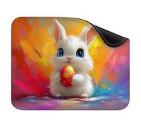 Alfombrilla Ratón Pequeña, Mouse Pad con Base de Goma Antideslizante, Superficie Lisa para Control Preciso, Alfombrilla Gaming Lavable para Portátil, Gaming, 250x210x3mm, Patrón Blanco Conejo X-z-3106