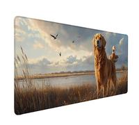 Alfombrilla Ratón Perro Alfombrilla Ratón XXL 100x50cm, Mouse Pad Amarillo Mousepad con Base de Goma Antideslizante, Impermeable Tapete Escritorio Accesorios Gaming para Gamers, PC, Regalo -lsy2603TO