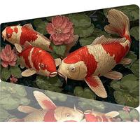 Alfombrilla Ratón Pez Alfombrilla Escritorio 1200x600x3mm Tapete Gaming xxl Flores Tapete Escritorio Superficie Impermeable, Diseño Costura Doble Acabado Suave y Duradero Decoraciones Navideñas N1-479