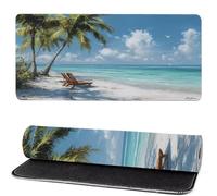 Alfombrilla Raton Playa, Mar Mouse Pad 500 x 250 x 3mm Gaming Mouse Pad, Superficie Inferior Antideslizante, Movimiento Ratón más Suave, Alfombrilla Escritorio, Mejora Precision y Velocidad ks-576