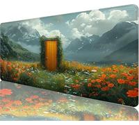 Alfombrilla Ratón Puerta Alfombrilla Escritorio 600x400x3mm Tapete Gaming xxl Campo Flores Tapete Escritorio Impermeable, Diseño Costura Doble Acabado Suave y Duradero Decoraciones Navideñas N1-998