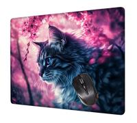 Alfombrilla Ratón Púrpura Mouse Pad Gato Alfombrilla Escritorio, 24x20x0.3cm Tapete Rato, con Base de Goma Antideslizante, Mejora la precisión Velocidad Pequeña Mousepad Portátil para Gaming H0-537