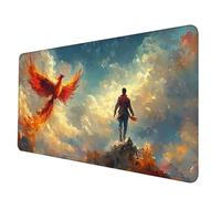 Alfombrilla Ratón Rojo Alfombrilla Raton XXL 600 x 300 mm, Impermeable Mouse Pad FéNix Mousepad con 3MM Bordes Cosidos Base de Goma Antideslizante Accesorios Gaming para Jugadores, Regalo -hjw250697