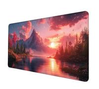 Alfombrilla Ratón Rojo Alfombrilla Raton XXL 800 x 400 mm, Impermeable Mouse Pad Atardecer Mousepad con 3MM Bordes Cosidos Base de Goma Antideslizante Accesorios Gaming para Jugadores -hjw2506FR