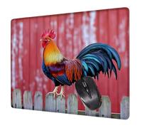 Alfombrilla Ratón Rojo Mouse Pad Gallo Alfombrilla Escritorio, 26x21x0.3cm Tapete Rato, con Base de Goma Antideslizante, Mejora la precisión y la Velocidad Pequeña Mousepad Portátil para Gaming H0-441