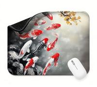 Alfombrilla Ratón Rojo Pez, Alfombrilla Escritorio Pequeña 300 x 250 x 3 mm Mouse Pad Impermeable, Bordes Cosidos, Base Goma Antideslizante, Portátil, Diseño Fresco y Moderno Regalo Hombre t0s-467
