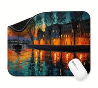 Alfombrilla Ratón Rojo Vista Nocturna, Alfombrilla Escritorio Pequeña 340 x 280 x 3 mm Mouse Pad Impermeable, Bordes Cosidos, Base Goma Antideslizante, Portátil, Diseño Fresco y Moderno t0s-361