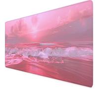 Alfombrilla Ratón Rosa Alfombrilla Ratón XXL 800x400 mm Mar Mouse Pad Gaming, Tapete Escritorio con Resistente al Agua, Antideslizante, Base de Goma y Bordes Cosidos para Oficina Accesorios x333e