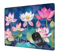 Alfombrilla Ratón Rosa Mouse Pad Loto Alfombrilla Escritorio, 40x30x0.3cm Tapete Rato, con Base de Goma Antideslizante, Mejora la precisión y la Velocidad Pequeña Mousepad Portátil para Gaming H0-653