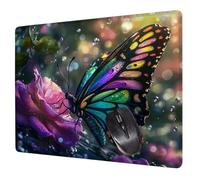 Alfombrilla Ratón Rosa Mouse Pad Mariposa Alfombrilla Escritorio, 40x30x0.3cm Tapete Rato, con Base de Goma Antideslizante, Mejora la precisión Velocidad Pequeña Mousepad Portátil para Gaming H0-383