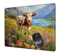 Alfombrilla Ratón Rural Mouse Pad Vaca Alfombrilla Escritorio, 34x28x0.3cm Tapete Rato, con Base de Goma Antideslizante, Mejora la precisión y la Velocidad Pequeña Mousepad Portátil para Gaming H0-299