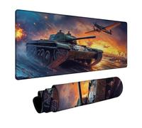 Alfombrilla Ratón Tanque Impermeable Alfombrilla Escritorio 140x60x0.3 cm Mouse Pad Combatiente con Antideslizante Base de Goma para Tapete Escritorio Teclado y Raton Inalámbrico Regalo DBYH-4154