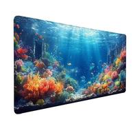 Alfombrilla Ratón TiburóN Alfombrilla Ratón XXL 1000x500mm, Mouse Pad Azul Mousepad con Base de Goma Antideslizante, Impermeable Tapete Escritorio Accesorios Gaming para Gamers, PC, Regalo -lsy2603ZM
