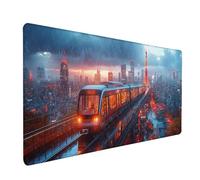 Alfombrilla Ratón Tren, Ciudad Alfombrilla Escritorio 700x400x3mm, Mouse Pad con Bordes Cosidos, Protector Escritorio XXL Antideslizante, Accesorios Gaming, Desk Mat, para PC, Oficina, Gaming E-6338