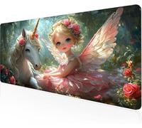 Alfombrilla RatóN Unicornio,Pequeña Hada Alfombrilla Escritorio Alfombrilla XXL Gaming 1600x800x3mm Suave Protector Escritorio,FriccióN Antideslizante Resistente Mejora PrecisióN La Velocidad Y1-1069