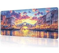 Alfombrilla Ratón Venecia, Mousepad XXL Gaming 800x400x3mm - Base Goma Anti-Deslizante, Superficie Suave para Máxima Precisión, Impermeable Duradera, Extra Grande para Casa y Trabajo (Paisaje) M1-211