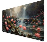 Alfombrilla Ratón Verde Alfombrilla Ratón XXL 100x50cm, Mouse Pad Loto Mousepad con Base de Goma Antideslizante, Impermeable Tapete Escritorio Accesorios Gaming para Gamers, Regalo Mujer -yym2509FR