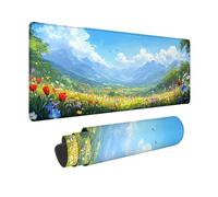 Alfombrilla Ratón Verde Alfombrilla Ratón XXL 100x50cm, Mouse Pad Pradera Mousepad con Base de Goma Antideslizante, Impermeable Tapete Escritorio Accesorios Gaming para Gamers, PC, Regalo -hjw2601CU