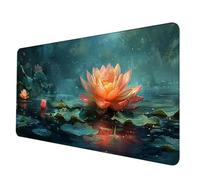 Alfombrilla Ratón Verde Alfombrilla Raton XXL 1500 x 800 x 3 mm, Impermeable Mouse Pad Loto Mousepad con 3MM Bordes Cosidos Base de Goma Antideslizante Accesorios Gaming para Jugadores -hjw2506JA