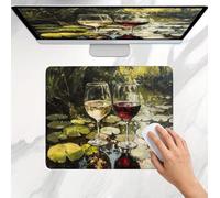 Alfombrilla Ratón Verde Copa de Vino, Alfombrilla Gaming Pequeña 32 x 26 cm, Mousepad Delgado, Superficie Ultra-Suave, Bordes Anti-Deshilachado, Base de Goma Antideslizante, para Oficina, Home j0j-1