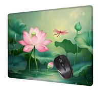 Alfombrilla Ratón Verde Mouse Pad Loto Alfombrilla Escritorio, 24x20x0.3cm Tapete Rato, con Base de Goma Antideslizante, Mejora la precisión y la Velocidad Pequeña Mousepad Portátil para Gaming H0-241