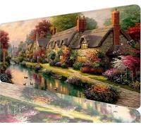 Alfombrilla Ratón Villa Alfombrilla Escritorio 600x400x3mm Tapete Gaming xxl Cuento Hadas Tapete Escritorio Impermeable, Diseño Costura Doble Acabado Suave y Duradero Decoraciones Navideñas N1-304