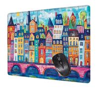 Alfombrilla Ratón Vistoso Mouse Pad Edificio Alfombrilla Escritorio, 40x30x0.3cm Tapete Rato, con Base de Goma Antideslizante, Mejora la precisión y la Velocidad Pequeña Mousepad Portátil H0-507