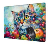 Alfombrilla Ratón Vistoso Mouse Pad Gato Alfombrilla Escritorio, 34x28x0.3cm Tapete Rato, con Base de Goma Antideslizante, Mejora la precisión Velocidad Pequeña Mousepad Portátil para Gaming H0-521