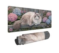 Alfombrilla Ratón XXL 1000 x 500 mm, Alfombrilla Ratón Azul Mouse Pad Gato Mousepad con Base de Goma Antideslizante, Impermeable Tapete Escritorio para Gamers, PC y Portátil, Regalo Mujer -zjn2509TR