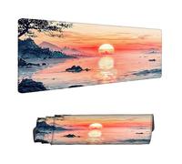 Alfombrilla Ratón XXL 1000 x 500 mm, Atardecer Gaming Alfombrilla Escritorio, Mouse Pad con Superficie Suave y Base de Antideslizante, Lago Tapete Escritorio Grande, Mousepad de Oficina H-11475