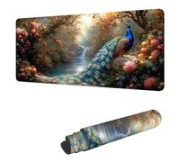 Alfombrilla Ratón XXL 1000 x 500 mm Mouse Pad Grande Gaming, Alfombrilla de Ratón Pavo Real Mouse Pad con Bordes Cosidos, Antideslizante, Caer Tapete Escritorio Grande, Regalos para Hombres H-1914