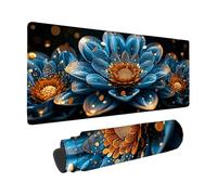 Alfombrilla Ratón XXL (1000 x 500 x 3 mm), Azul Mouse Pad Flor Patrón, Impermeable Alfombrilla Escritorio con Base de Goma Antideslizante Mousepad Bordes Cosidos Mouse Pad para PC -zzg2505TP