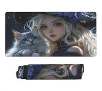 Alfombrilla Raton XXL 1000 x 500 x 3 mm, Mouse Pad Grande Gaming, Alfombrilla de Raton Princesa de Anime Mousepad Lavable Desk Mat para Juegos Y Oficina, Impermeable y Antideslizante (Gato) -MP883