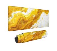 Alfombrilla Ratón XXL 1000x500 mm, Alfombrilla Ratón Amarillo Patrón, Impermeable Mouse Pad con Base de Goma Antideslizante y Bordes Cosidos Diseño para Gaming, Decoracion Escritorio, Oficina W-6