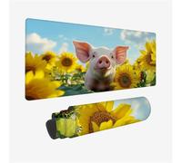 Alfombrilla Ratón XXL 1000x500mm, Cerdo Alfombrilla Ratón Girasol Patrón con Base de Goma Antideslizante, Impermeable Mouse Pad Bordes Cosidos, Desk Mat para Teclado, Oficina, Regalo Mujer,Model871
