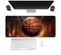 Alfombrilla Ratón XXL 1000x500x2mm, Ruinas de Baloncesto Alfombrilla Escritorio Gaming Cómoda, Grande Mouse Pad con Base de Goma Antideslizante y Bordes Cosidos para Gamer, Oficina, Hogares