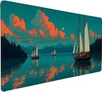 Alfombrilla Ratón XXL 1000x500x3mm, Mousepad Azul,Bote Gaming Mouse Pad Impermeable, Bordes Cosidos, Grande Mousepad con Base de Goma Antideslizante para Accesorios Escritorio, Regalos Hombres 5-9B61